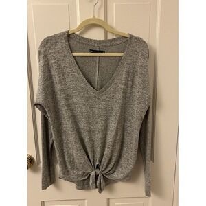 Abercrombie & Fitch Women's Size Medium Gray Ribbed Knot‎ Front Sweater Top